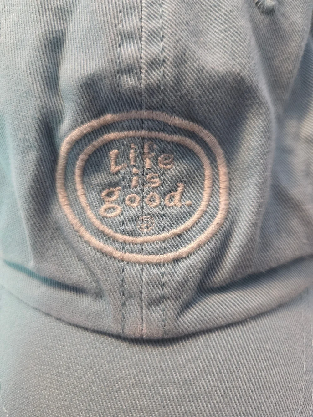 Life Is Good  Pastel Blue Baseball Hat with Embroidered Logo